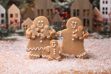 Adorable GingerBread Mom Dad and Children Having a Merry Christmas