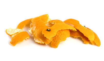Citrus peels isolated on white. Tangerine peel.