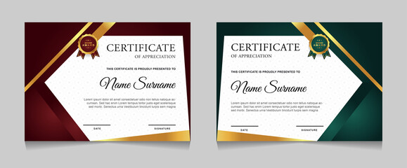 Certificate of achievement border design templates with elements of  luxury gold badges and modern line patterns. vector graphic print layout can use For award, appreciation, education