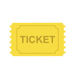 Cinema ticket icon in flat style on white background