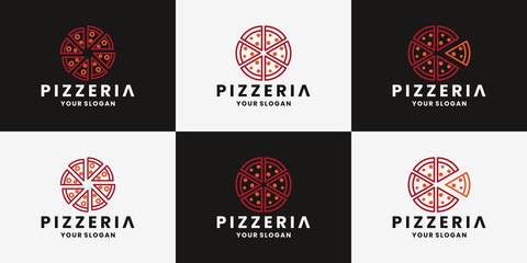 set of pizza logo design restaurant