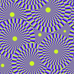 Mesmerizing seamless pattern. Optical illusion vector illustration. Hypno, Psychedelic, mindblowing. 60s, 70s style