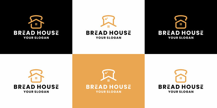 bundle bread house, bakery house logo design for restaurant food