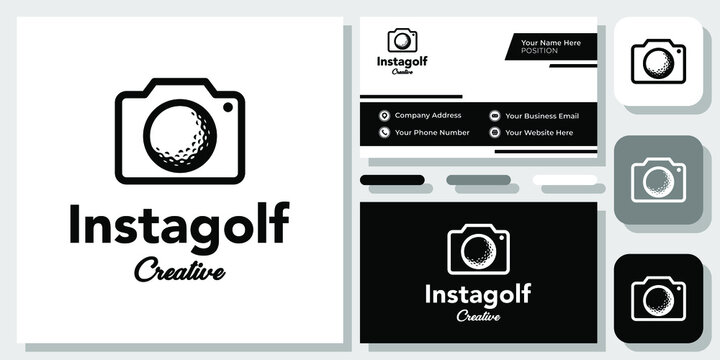 Camera Golf Ball Photography Sport Photo Lens Entertainment Logo Design with Business Card Template