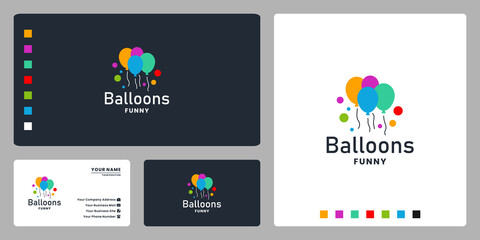 Fototapeta na wymiar awesome balloons logo design for party event, and funny moment
