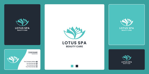Fototapeta na wymiar beauty lotus flower logo design for spa, salon, yoga,