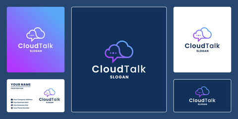 cloud chat logo design for technology. cloud and bubble chat combine
