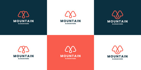 line art monogram mountain logo design letter a, drop and mountain combine