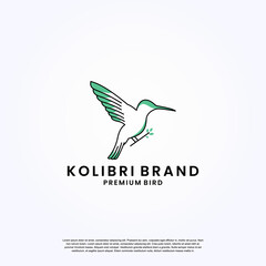 minimalist humming bird logo design vector