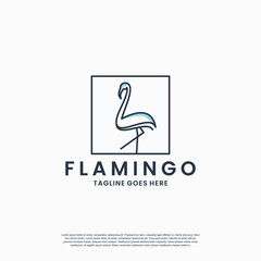flamingo line art logo design vector