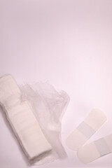 background with bandages, background with a bandage, wound treatment, stopping bleeding, first aid