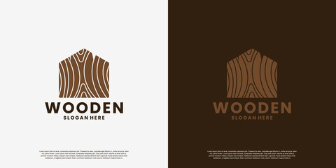 creative wood house logo design idea