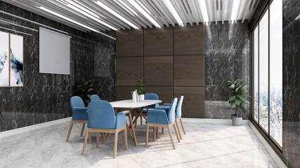 blank wall in luxury office meeting room 3d render interior design