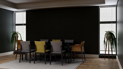 blank wall in luxury office meeting room 3d render interior design