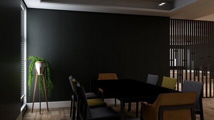 blank wall in luxury office meeting room 3d render interior design