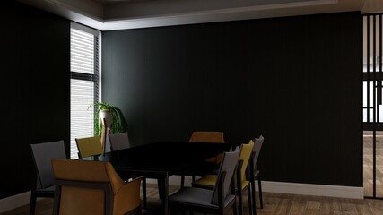 blank wall in luxury office meeting room 3d render interior design