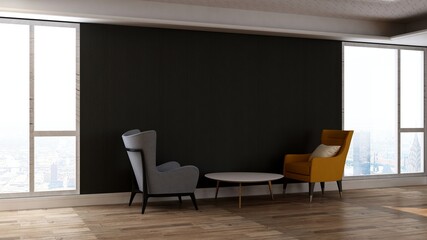 blank wall in luxury office meeting room 3d render interior design