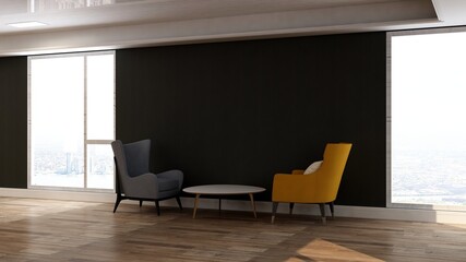 blank wall in luxury office meeting room 3d render interior design