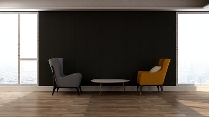 blank wall in luxury office meeting room 3d render interior design