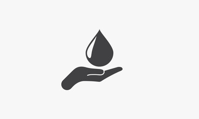hand waterdrop icon isolated on white background.