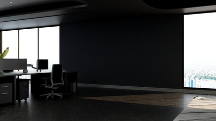 blank wall in the office room for company logo mockup