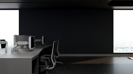 blank wall in the office room for company logo mockup