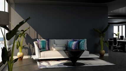 modern office lobby waiting room for company logo mockup