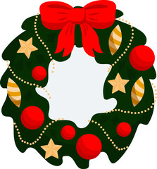 Christmas decoration - a wreath of a Christmas tree. An element of New Year's design. Vector illustration.