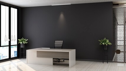 office front desk or receptionist room with wooden design interior