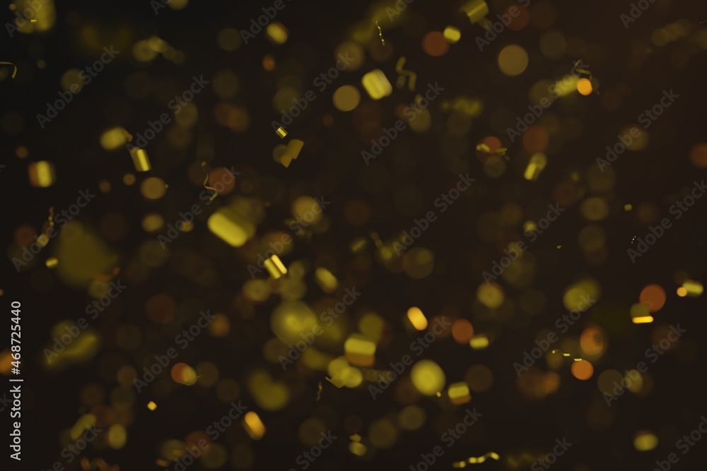 Poster abstract golden particle with confetti for new year background