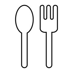 シンプルなスプーンとフォークのアイコンイラスト