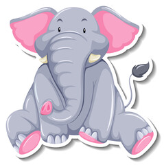 Elephant sitting cartoon character on white background