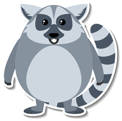 Chubby lemur animal cartoon sticker © blueringmedia