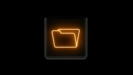 Folder. Folder symbol. Nixie tube indicator digit. Gas discharge indicators and lamps. 3D. 3D Renderin