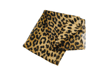 Silk chiffon folded scarf isolated on white background, top view.