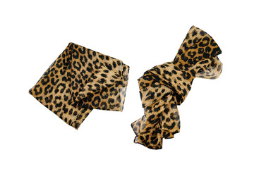 Silk chiffon folded scarf isolated on white background, top view.