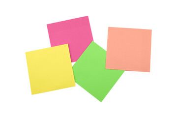 Colorful sticky post it notes isolated on white background.