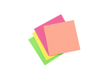 Pile of sticky post it notes isolated on white background.