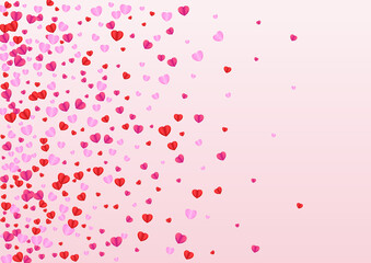 Fototapeta na wymiar Violet Confetti Background Pink Vector. Cute Pattern Heart. Purple Fall Backdrop. Red Confetti Romantic Texture. Pinkish Color Illustration.