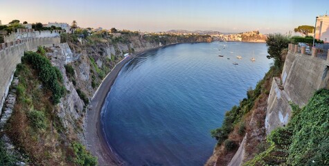 Procida – Panoramica dal Belvedere Elsa Morante al tramonto