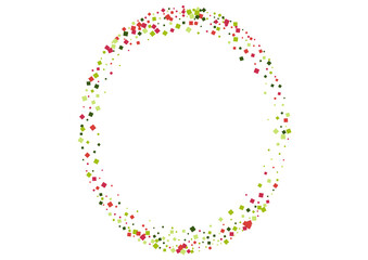 Rhombus Green Side Illustration. Fete Confetti Background. Red Technical Dot Texture. Geometric Event Wallpaper.