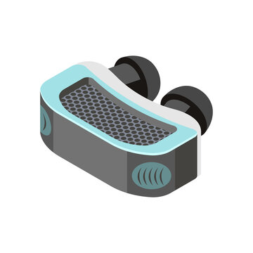 isometric vr headset gray blue