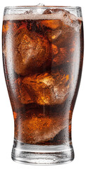 Cold glass of cola drink with ice cubes isolated on white background. File contains clipping path.