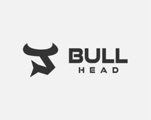 abstract simple minimalist black head bull logo icon symbol template illustration