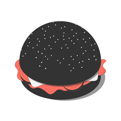 Isometric Black Burger Composition