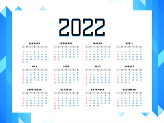 New year 2022 calendar modern design