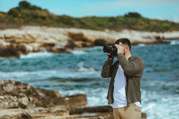 professional photographer shooting seascape