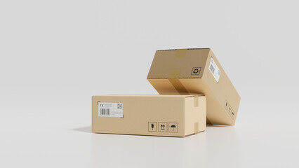 Parcel boxes, card boxes for online shopping and delivery concept.