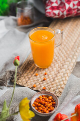 dessert in the form of a drink with ice cream. ice cream is dipped into the drink. summer dessert.