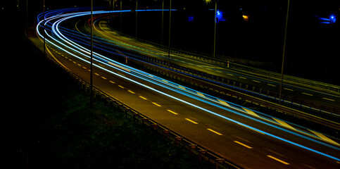 lights of cars with night. long exposure